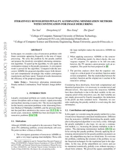 Iteratively reweighted penalty alternating minimization methods with
  continuation for image deblurring
