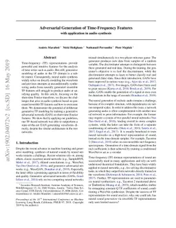 Adversarial Generation of Time-Frequency Features with application in
  audio synthesis