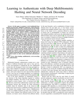 Learning to Authenticate with Deep Multibiometric Hashing and Neural
  Network Decoding