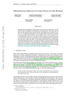 Preferences Implicit in the State of the World