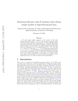 Statistical inference with F-statistics when fitting simple models to
  high-dimensional data
