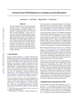 Gaussian Mean Field Regularizes by Limiting Learned Information