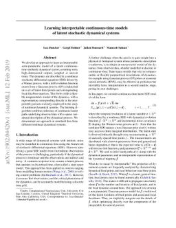 Learning interpretable continuous-time models of latent stochastic
  dynamical systems