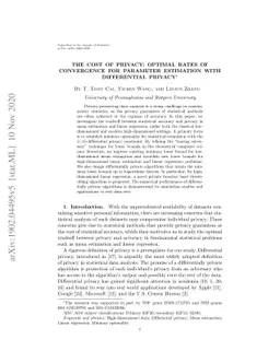 The Cost of Privacy: Optimal Rates of Convergence for Parameter
  Estimation with Differential Privacy