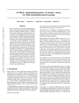 ACTRCE: Augmenting Experience via Teacher's Advice For Multi-Goal
  Reinforcement Learning