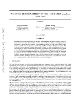 Weighted Tensor Completion for Time-Series Causal Inference