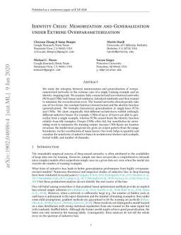 Identity Crisis: Memorization and Generalization under Extreme
  Overparameterization