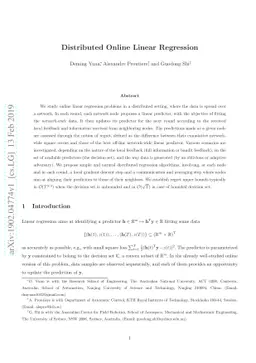 Distributed Online Linear Regression