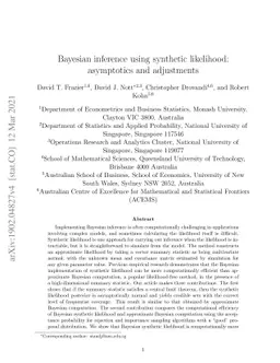 Bayesian inference using synthetic likelihood: asymptotics and
  adjustments