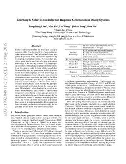 Learning to Select Knowledge for Response Generation in Dialog Systems