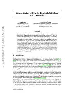 Sample Variance Decay in Randomly Initialized ReLU Networks