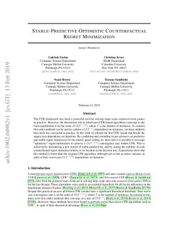 Stable-Predictive Optimistic Counterfactual Regret Minimization