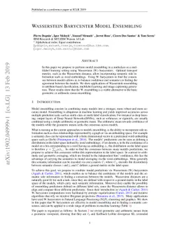 Wasserstein Barycenter Model Ensembling