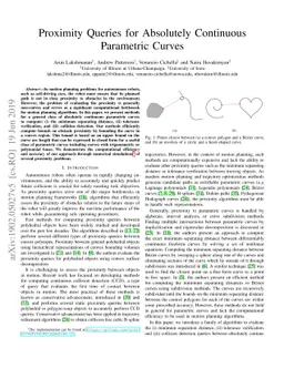 Proximity Queries for Absolutely Continuous Parametric Curves