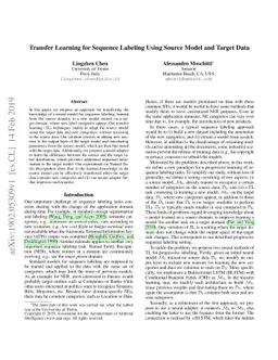 Transfer Learning for Sequence Labeling Using Source Model and Target
  Data