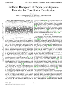 Sinkhorn Divergence of Topological Signature Estimates for Time Series
  Classification
