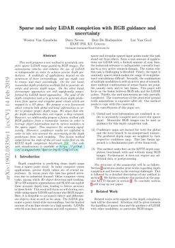 Sparse and noisy LiDAR completion with RGB guidance and uncertainty