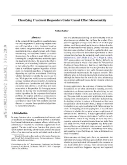 Classifying Treatment Responders Under Causal Effect Monotonicity