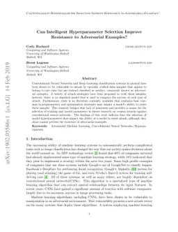Can Intelligent Hyperparameter Selection Improve Resistance to
  Adversarial Examples?