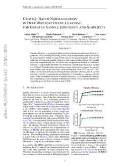 CrossQ: Batch Normalization in Deep Reinforcement Learning for Greater
  Sample Efficiency and Simplicity
