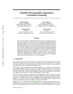 Massively Parallel Benders Decomposition for Correlation Clustering