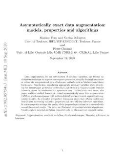 Asymptotically exact data augmentation: models, properties and
  algorithms