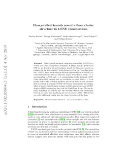 Heavy-tailed kernels reveal a finer cluster structure in t-SNE
  visualisations