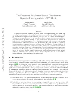 The Fairness of Risk Scores Beyond Classification: Bipartite Ranking and
  the xAUC Metric