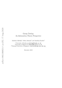 Group Testing: An Information Theory Perspective