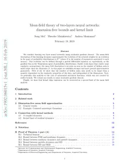 Mean-field theory of two-layers neural networks: dimension-free bounds
  and kernel limit