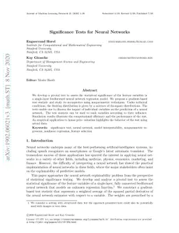 Significance Tests for Neural Networks