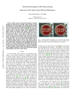 Adversarial Examples in RF Deep Learning: Detection of the Attack and
  its Physical Robustness