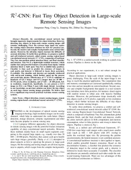 R$^2$-CNN: Fast Tiny Object Detection in Large-Scale Remote Sensing
  Images
