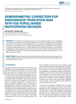 Semiparametric correction for endogenous truncation bias with Vox Populi
  based participation decision