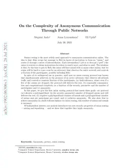 On the Complexity of Anonymous Communication Through Public Networks