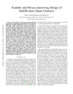 Scalable and Privacy-preserving Design of On/Off-chain Smart Contracts