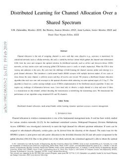 Distributed Learning for Channel Allocation Over a Shared Spectrum