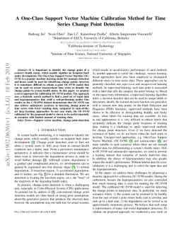 A One-Class Support Vector Machine Calibration Method for Time Series
  Change Point Detection