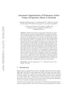 Automatic Segmentation of Pulmonary Lobes Using a Progressive Dense
  V-Network