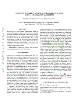 Designing recurrent neural networks by unfolding an l1-l1 minimization
  algorithm
