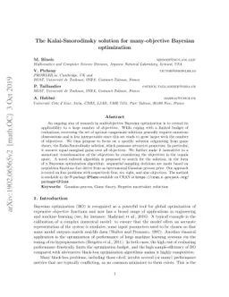 The Kalai-Smorodinski solution for many-objective Bayesian optimization