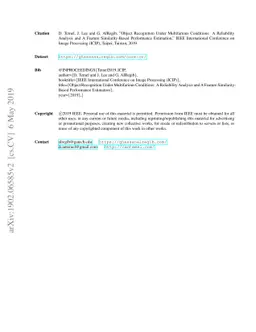 Object Recognition under Multifarious Conditions: A Reliability Analysis
  and A Feature Similarity-based Performance Estimation