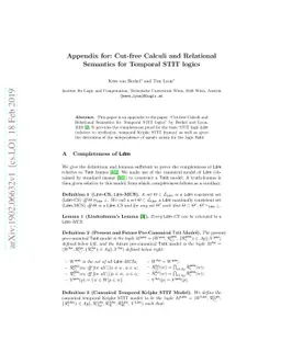 Appendix for: Cut-free Calculi and Relational Semantics for Temporal
  STIT logics