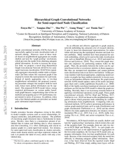 Hierarchical Graph Convolutional Networks for Semi-supervised Node
  Classification