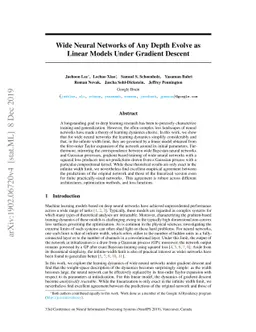 Wide Neural Networks of Any Depth Evolve as Linear Models Under Gradient
  Descent