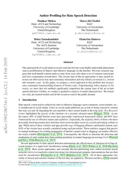 Author Profiling for Hate Speech Detection