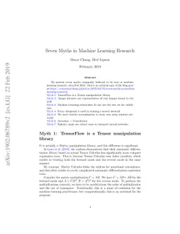 Seven Myths in Machine Learning Research