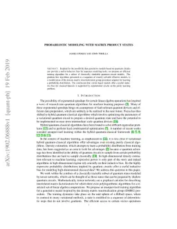 Probabilistic Modeling with Matrix Product States