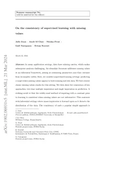 On the consistency of supervised learning with missing values