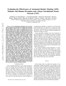 Evaluating the Effectiveness of Automated Identity Masking (AIM) Methods
  with Human Perception and a Deep Convolutional Neural Network (CNN)